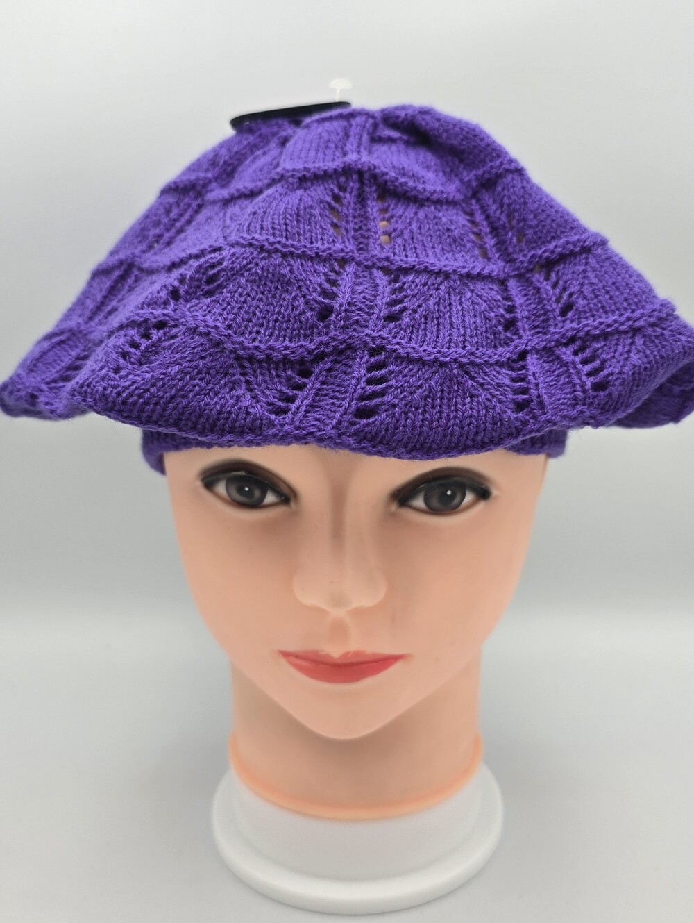 Unbranded Women's Purple Knit Beret Hat One Size